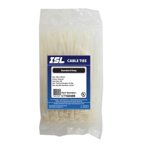 ISL 160 x 4.8mm Nylon Cable Tie - Nat. - 100pk