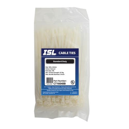 ISL 160 x 4.8mm Nylon Cable Tie - Nat. - 100pk