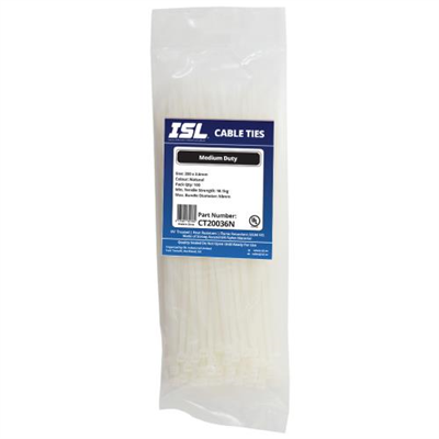 ISL 200 x 3.6mm Nylon Cable Tie - Nat. - 100pk