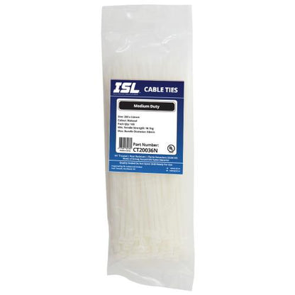 ISL 200 x 3.6mm Nylon Cable Tie - Nat. - 100pk