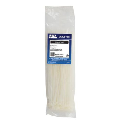 ISL 250 x 3.6mm Nylon Cable Tie - Nat. - 100pk