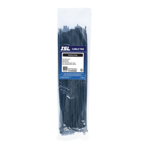 ISL 290 x 3.6mm UV Nylon Cable Tie - Blk. - 100pk