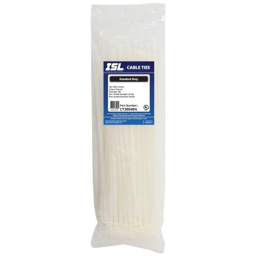 ISL 300 x 4.8mm Nylon Cable Tie - Nat. - 100pk