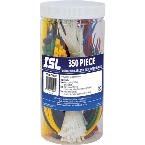 ISL 350pc ISL Coloured Cable Tie Assorted Pack