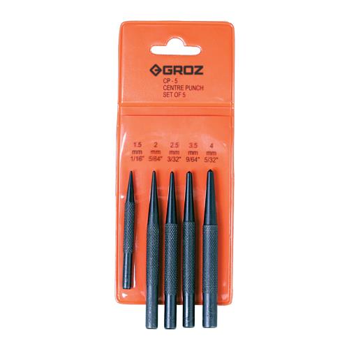 Groz 5pc Centre Punch Set (1.5mm To 4.0mm)