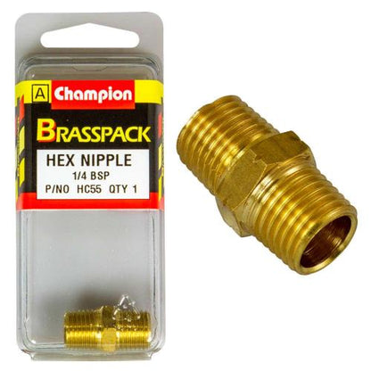 Champion Brass 1/4in BSP Hex Nipple