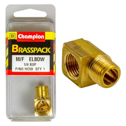 Champion Brass 1/4in BSP F/M Elbow