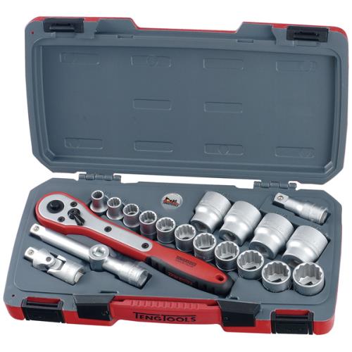 Teng 20pc 1/2in Dr. AF Reg. Socket Set 12Pnt