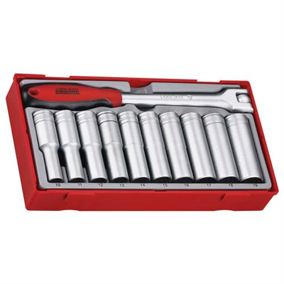 Teng 11pc 1/2in Dr. Deep Skt Set 10-19mm - TC-Tray