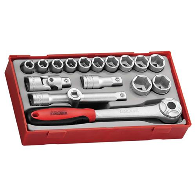 Teng 17pc 1/2in Dr. Skt & Acc Set 10-24mm - TC-Tray