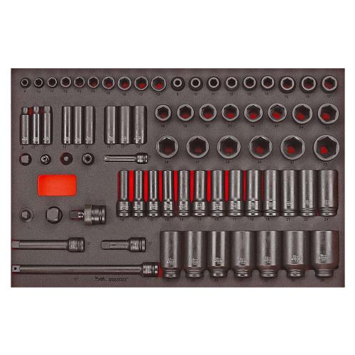 Teng 73pc 3/8 & 1/2in Dr. Metric Imp Skt & Acc Set (EVA)