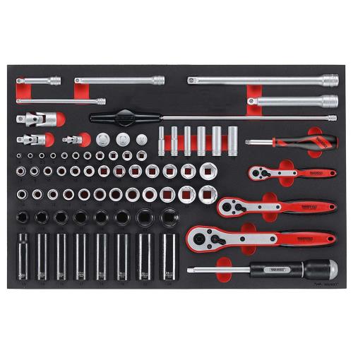 Teng 77pc 1/4,3/8 & 1/2in Dr. Metric Skt & Acc Set (EVA)