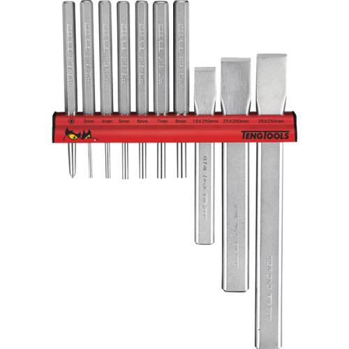 Teng 10pc Punch & Chisel Set w/ Wall Rack