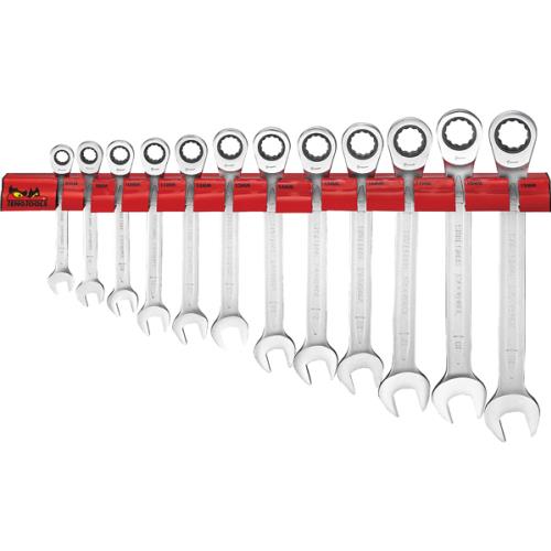 Teng 12pc Ratchet Comb Span Set 8-19mm W/Wall Rack