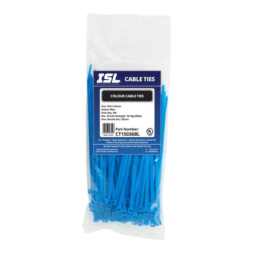 ISL 150 x 3.6mm Nylon Cable Tie - Blue - 100pk