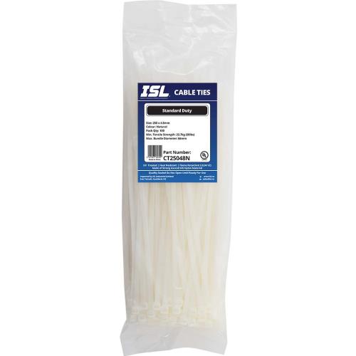ISL 250 x 4.8mm Nylon Cable Tie - Nat. - 100pk