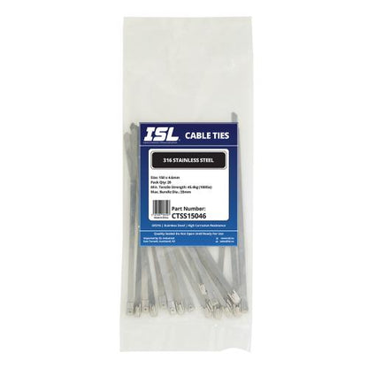 ISL 150 x 4.6mm 316 Stainless Cable Tie - 20pk