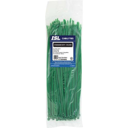 ISL 300 x 4.8mm Nylon Cable Tie - Green - 100pk