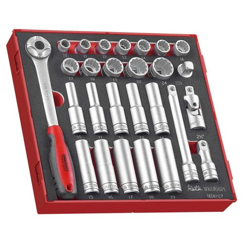 Teng 27pc 1/2in Dr. Skt & Acc Set 10-24mm - TED-Tray