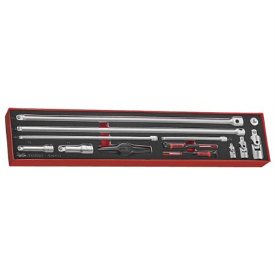 Teng 13pc 1/4-3/8-1/2in Dr. Ext Bar & Acc Set-TEX-Tray