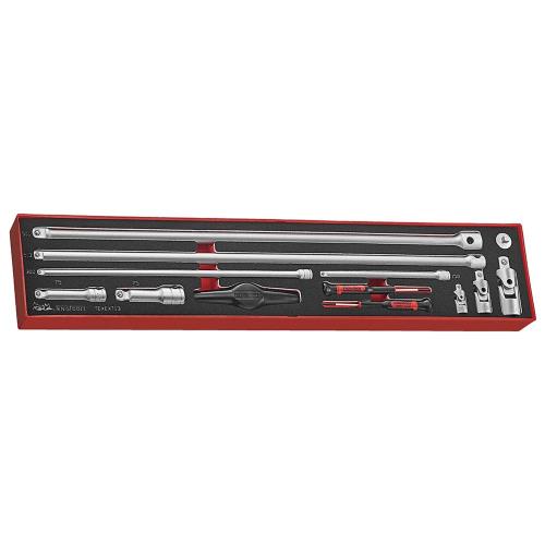 Teng 13pc 1/4-3/8-1/2in Dr. Ext Bar & Acc Set-TEX-Tray