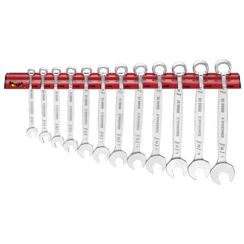 Teng 12pc Anti-Slip Comb. Spanner Set 8-19mm w/ Wall Rack