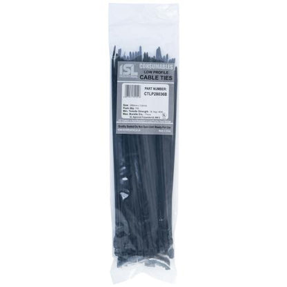 ISL 280x3.6mm Low Profile Cable Tie - UV Blk - 100pk