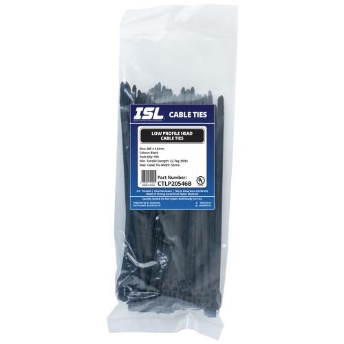 ISL 205x4.6mm Low Profile Cable Tie - UV Blk - 100pk