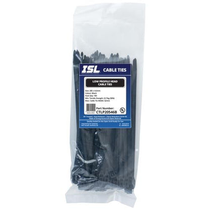 ISL 205x4.6mm Low Profile Cable Tie - UV Blk - 100pk