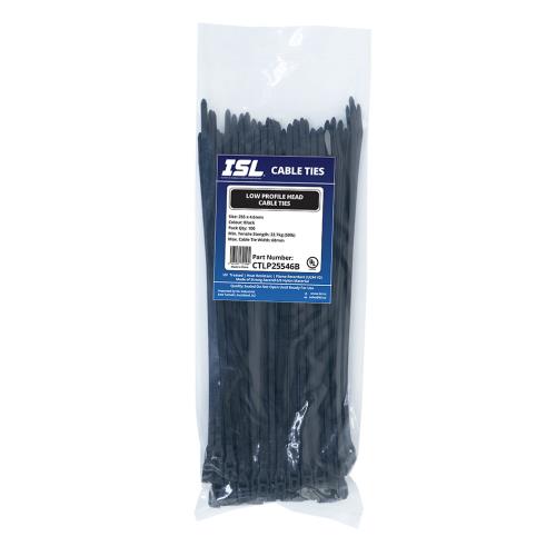 ISL 255x4.6mm Low Profile Cable Tie - UV Blk - 100pk