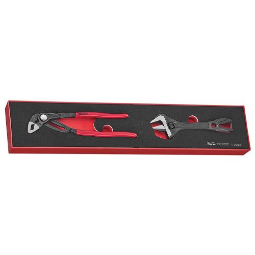 Teng 2pc Plier/Adjustable Wrench Set - TEX-Tray**