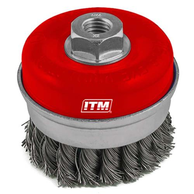 ITM Twist Knot Cup Brush Stainless Steel 100mm w/Band