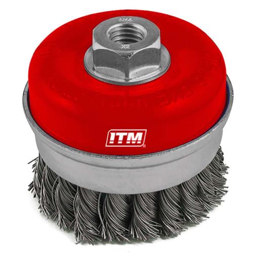 ITM Twist Knot Cup Brush Stainless Steel 100mm w/Band