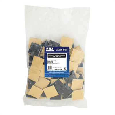 ISL 40x40mm Cable Tie mounting Base - Black - 100pk