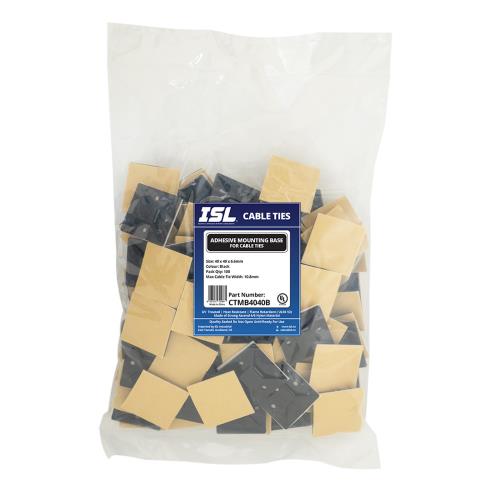 ISL 40x40mm Cable Tie mounting Base - Black - 100pk