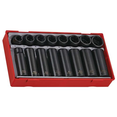Teng 16pc 1/2in Dr. mm Reg/Deep Imp Skt Set - TC-Tray