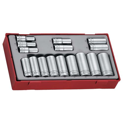 Teng 16pc 3/8in Dr. Deep Skt Set 7-22mm (12-pt) - TC-Tray
