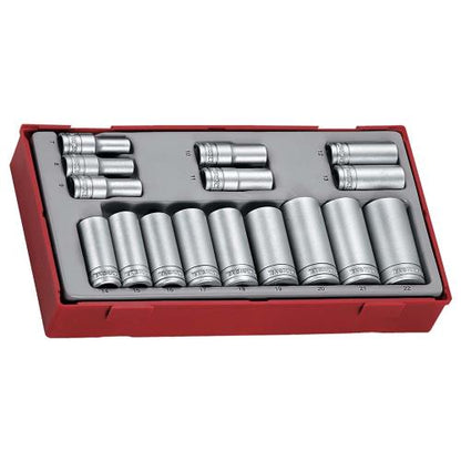 Teng 16pc 3/8in Dr. Deep Skt Set 7-22mm (12-pt) - TC-Tray
