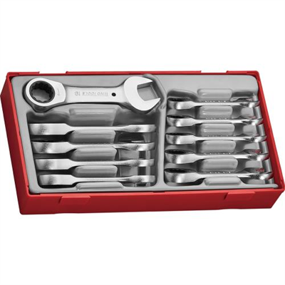 Teng 10pc Stubby Ratchet Combination Spanner Set - TC-Tray