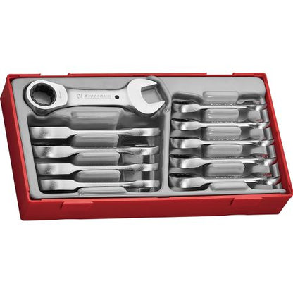 Teng 10pc Stubby Ratchet Combination Spanner Set - TC-Tray