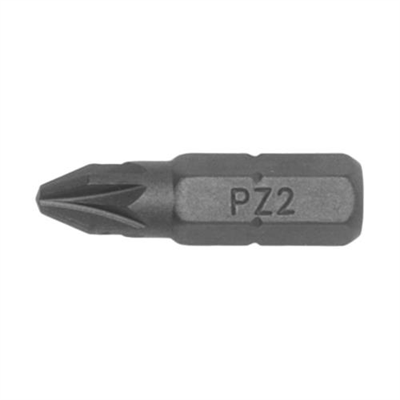 10pc 1/4in Hex PZ#2 Bit X 25mm (L)