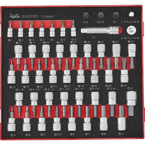 Teng 47pc 1/4in & 3/8in Bit Socket Set EVA2