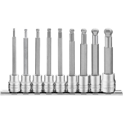 Teng 9pc 3/8in Long Hex Bit Socket Ball Point Clip Rail Set
