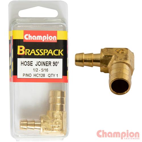 Champion Hose Joiner 90 deg Barb Elbow Reducer Brass1/2-5/16