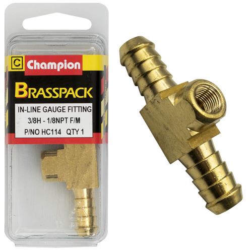Champion In-Line Gauge Fittings Brass 3/8inH-1/8inNpt Female