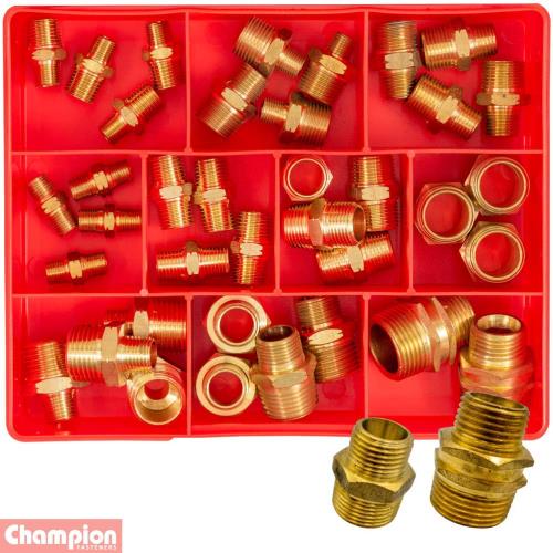 Champion 37pc Brass Hex Nipple Fittings Assortment
