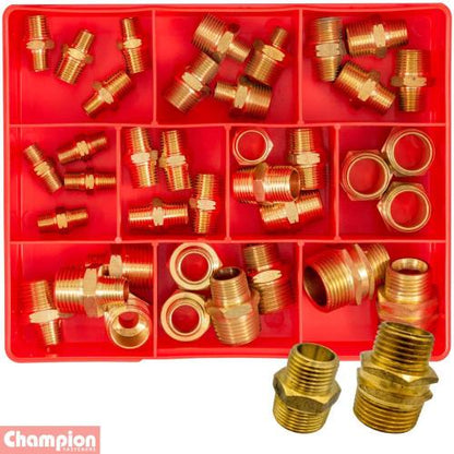 Champion 37pc Brass Hex Nipple Fittings Assortment