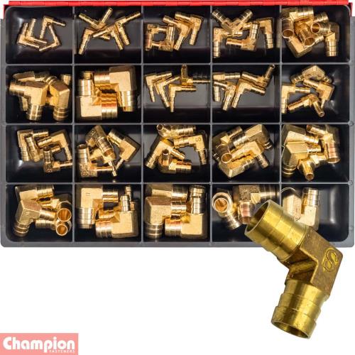 Champion 76pc Brass Barbed Elbow Hose Joiners