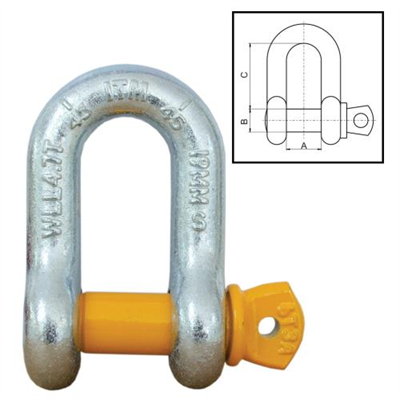 ITM Dee Shackle-Yellow Pin GS Screw Pin-25 Ton-44mm Body