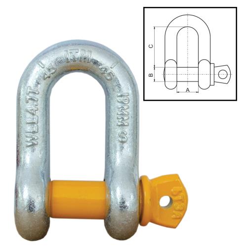ITM Dee Shackle-Yellow Pin GS Screw Pin-25 Ton-44mm Body